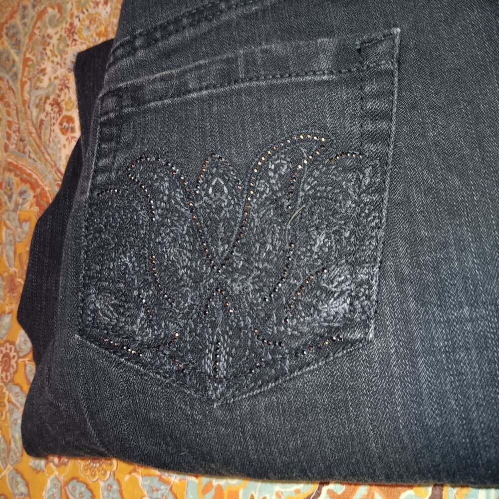 Gloria Vanderbilt all around slimming amanda beaded black jeans size 10
